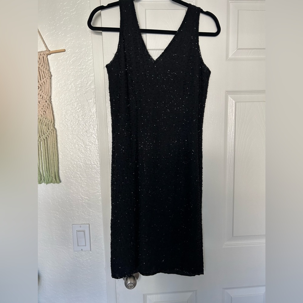 Vintage Beaded Black Dress JMD sz SM Beautiful Condition